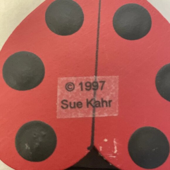 Wooden Ladybug Figure by Sue Kahr 2.75" Red Black White Insect Shelf Decor - Picture 6 of 9